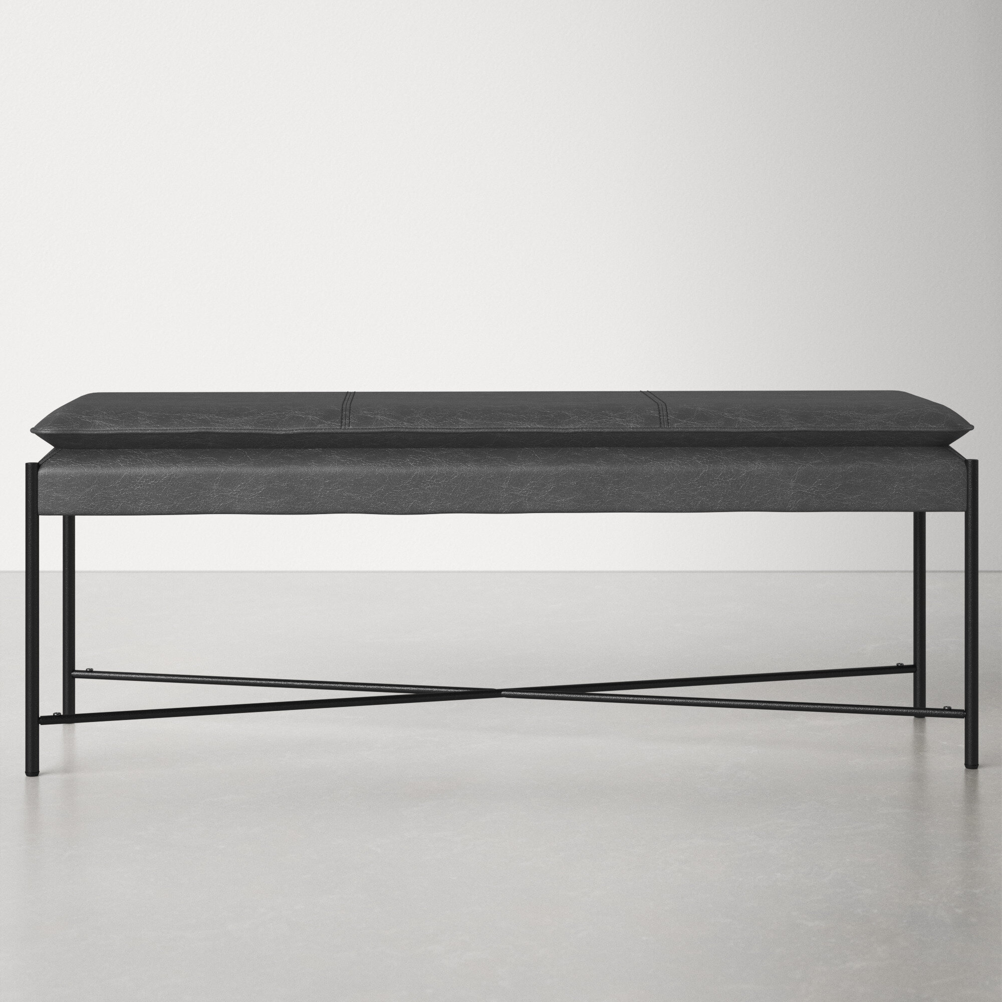 upholstered metal bench