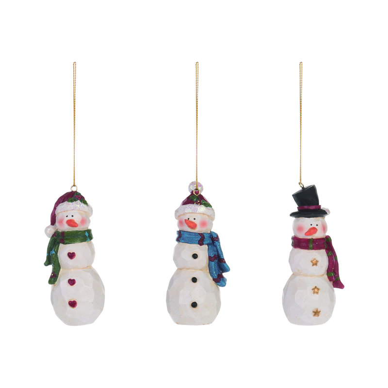 The Holiday Aisle 3 Piece Resin Arm Snowman Hanging Figurine Ornament Set Wayfair