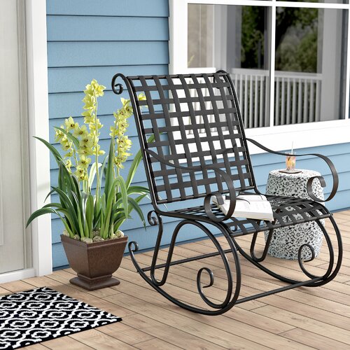 Fleur De Lis Living Saundra Iron Outdoor Patio Rocker Reviews