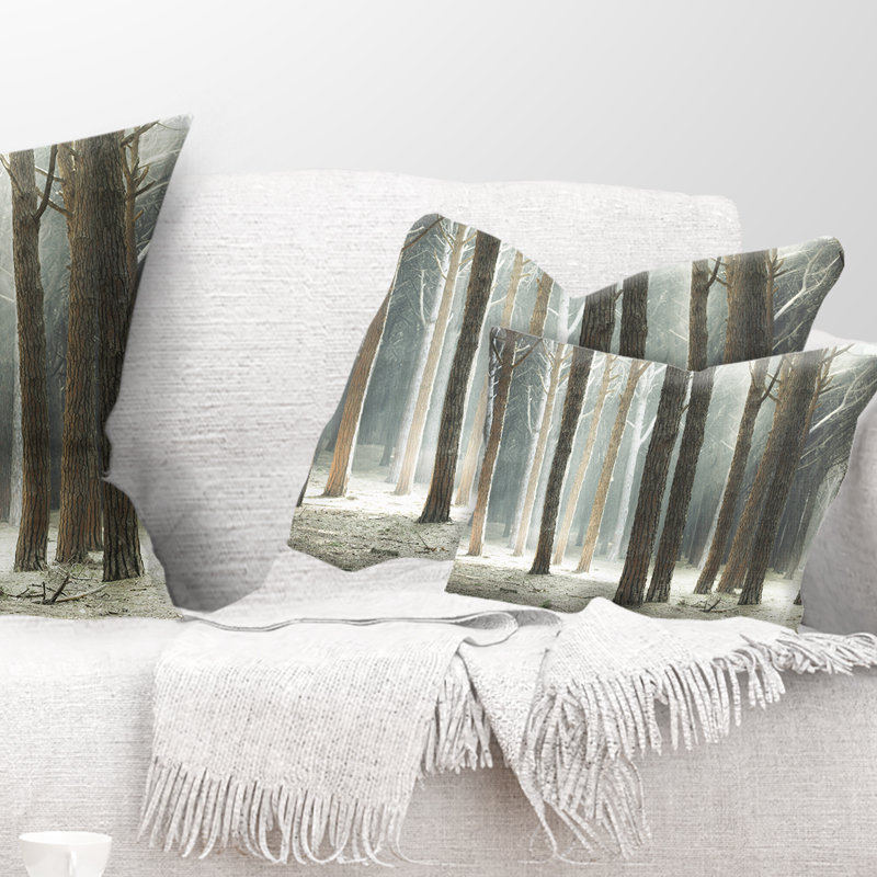 East Urban Home Maritime Pine Tree Forest With Rays Lumbar Pillow Wayfair