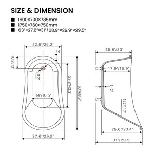 Vanity Art 68.9'' x 29.9'' Freestanding Soaking Acrylic Bathtub ...