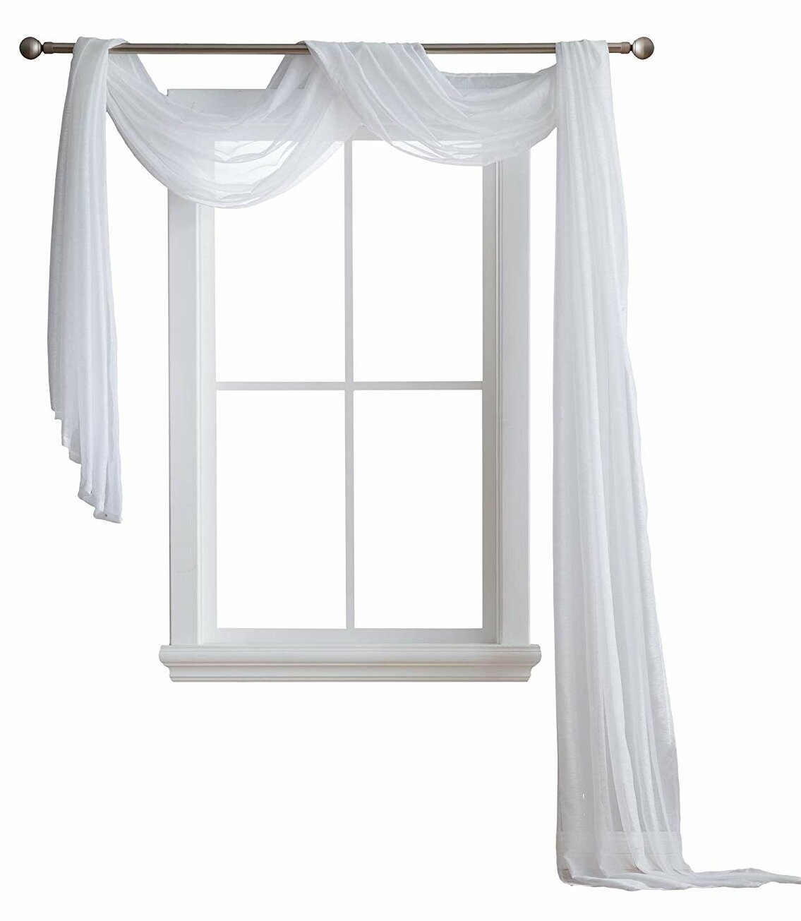 white sheer window scarf