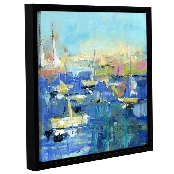 Breakwater Bay Abstract Harbor 7 Easy Sunday Framed Painting