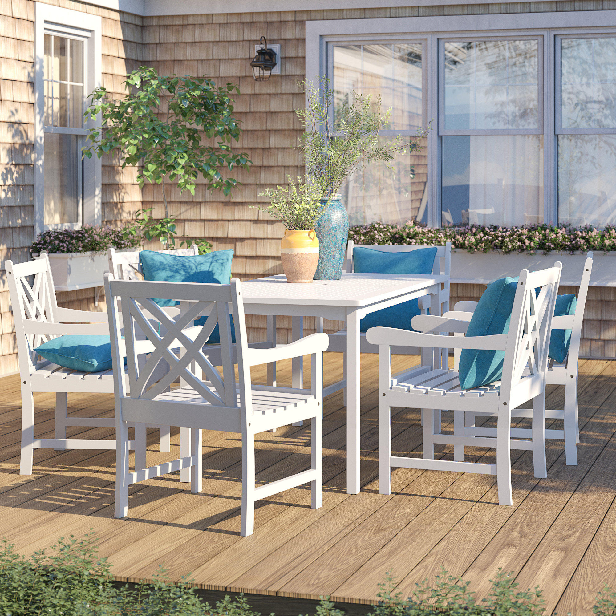 Beachcrest Home Zephyrine 7 Piece Dining Set Reviews Wayfair