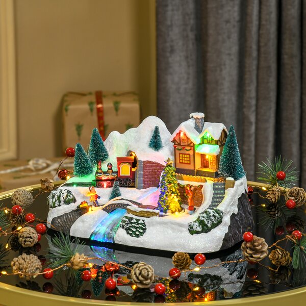 30.5cm Porcelain Colour Change Light Up Christmas House With Festive Snowman 