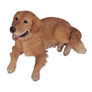 Laying Down Golden Retriever Dog Figurine