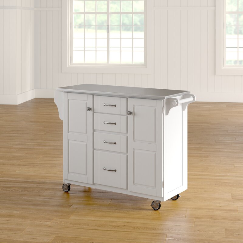 August Grove Adelle A Cart Kitchen Island With Stainless Steel Top