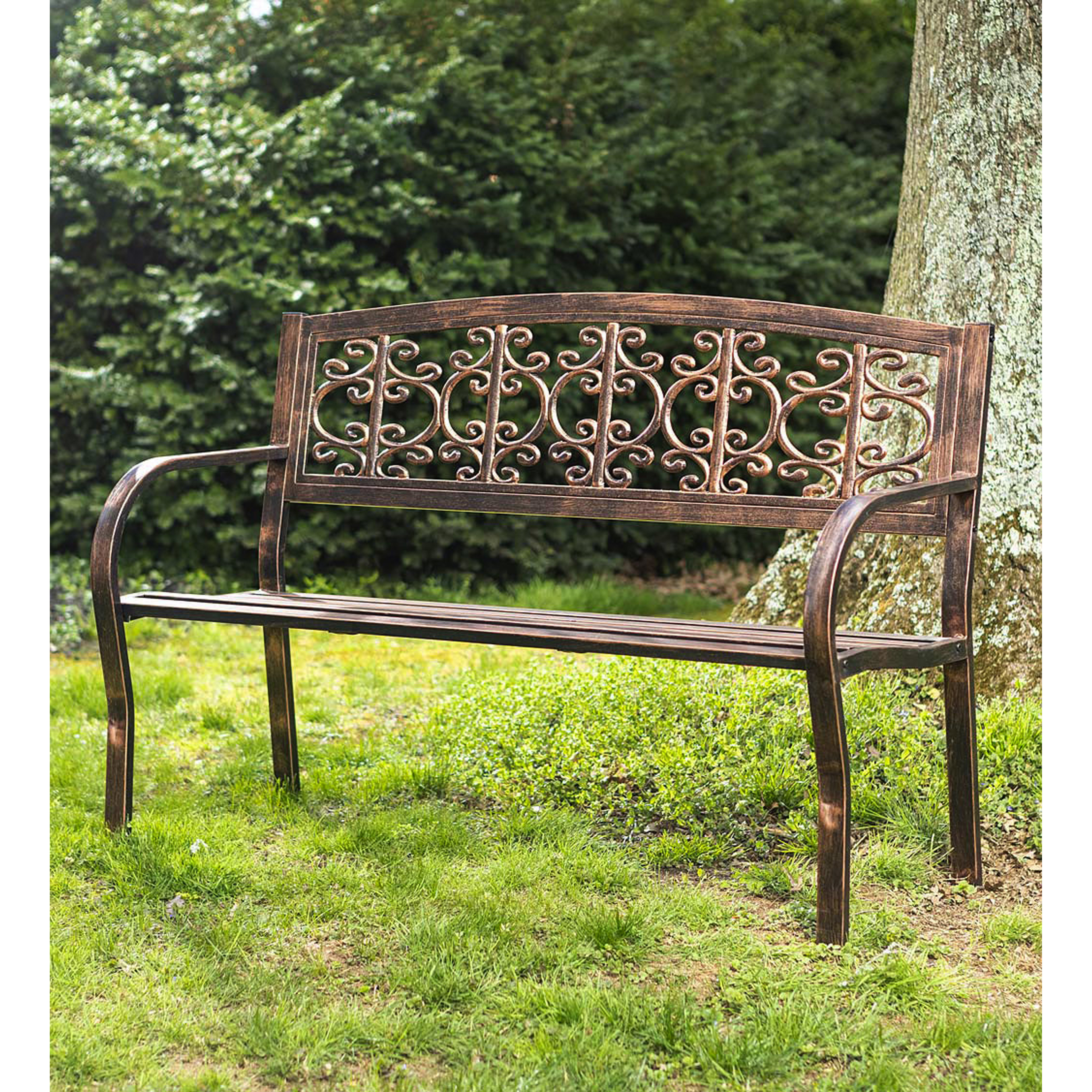 metal garden corner bench