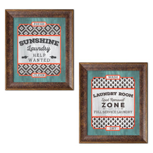 Laundry Room Artwork Wayfair Fun Modern Laundry Signs Sunshine Help Wanted And Room Full Service Framed Graphic Art Print Set Of 2