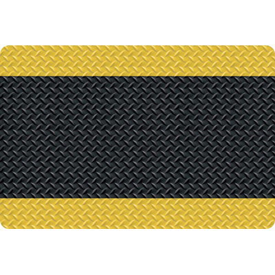 2 x 3 Durable Vinyl Diamond-Dek Sponge Industrial Anti-Fatigue Floor Mat Black with Yellow Border