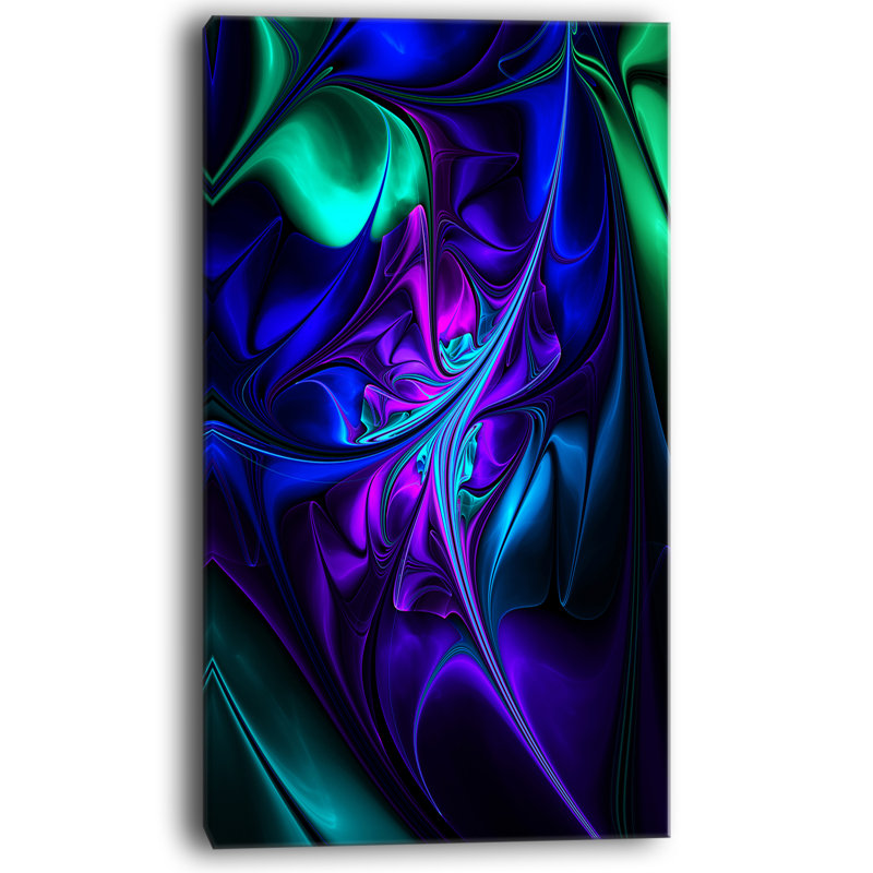 Designart Bright Blue Abstract Floral Shapes Large Floral Graphic