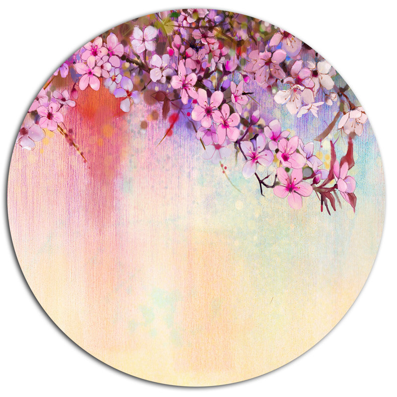 Designart Watercolor Painting Cherry Blossoms Oil Print Watercolor Painting Cherry Blossoms Oil Print On Metal