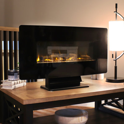 Einya Curved Face Tabletop Electric Indoor Fireplace, Black