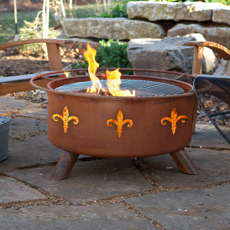 Patina Products Fleur De Lis Steel Wood Burning Fire Pit ...