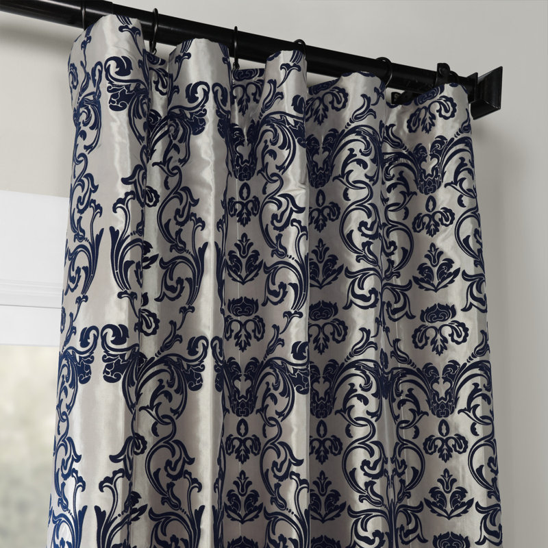 House Of Hampton Hervey Firenze Fern Flocked Faux Silk Damask Room Darkening Thermal Rod Pocket Single Curtain Panel Reviews Wayfair Hervey Firenze Fern Flocked Faux Silk
