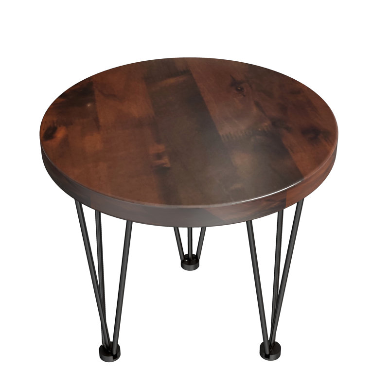 17 Stories Easy Assembly Rustic Natural Coffee Table Hairpin Leg Round Coffee Table Wayfair Ca