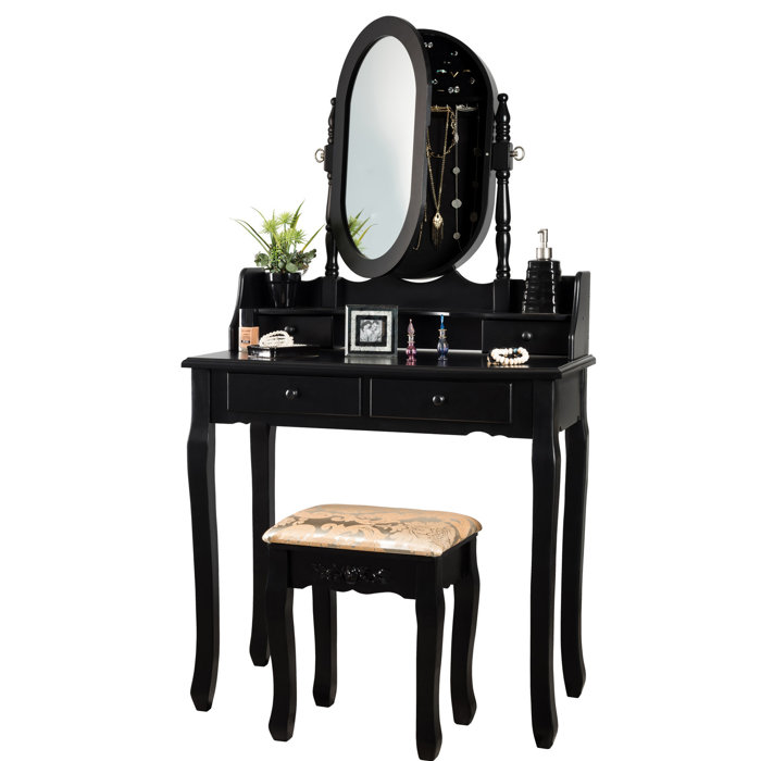 Charlton Home Fineboard Makeup Vanity Set With Mirror And