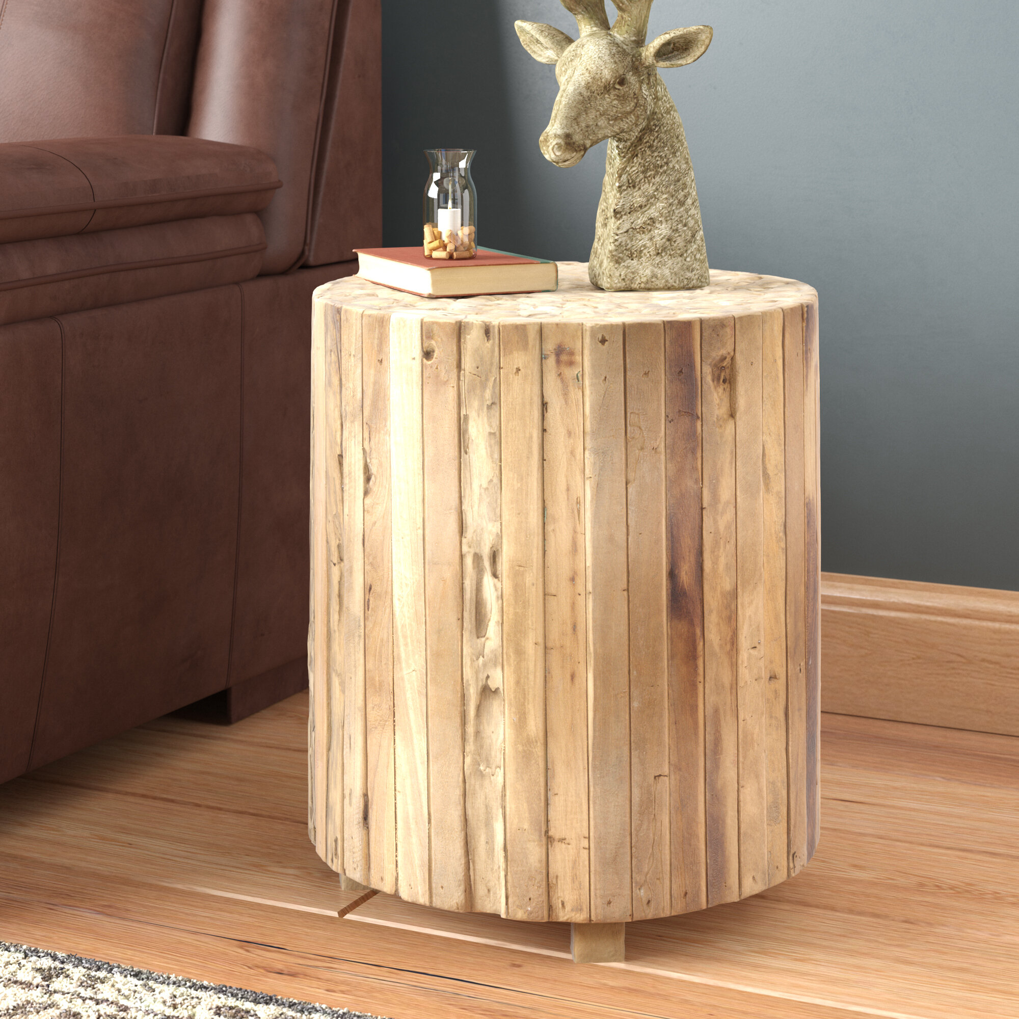 Loon Peak Hopper Solid Wood Drum End Table Reviews Wayfair