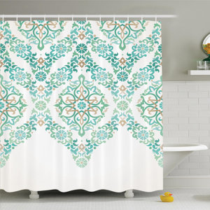 Traditional House Retro Middle Age Symmetrical Gothic Garland Forms in Pastel Print Shower Curtain Set