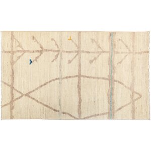 One-of-a-Kind Moroccan Hand-Knotted Beige Area Rug