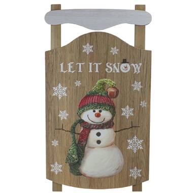Wood Sign Country Decor Holiday Snowman Heart Let It Snow 3D Blue Red you choose 