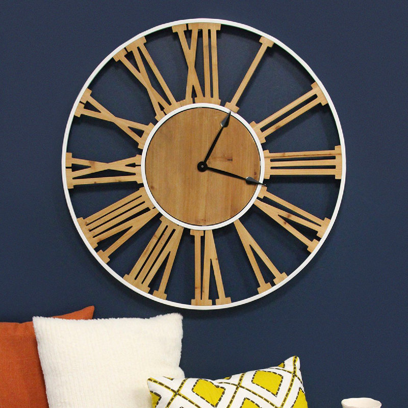 Loon Peak Rustic Analog Metal Mechanical Tabletop Clock In Beige Wayfair