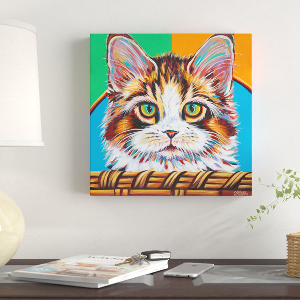 East Urban Home Kitten In Basket Ii Acrylic Painting Print On
