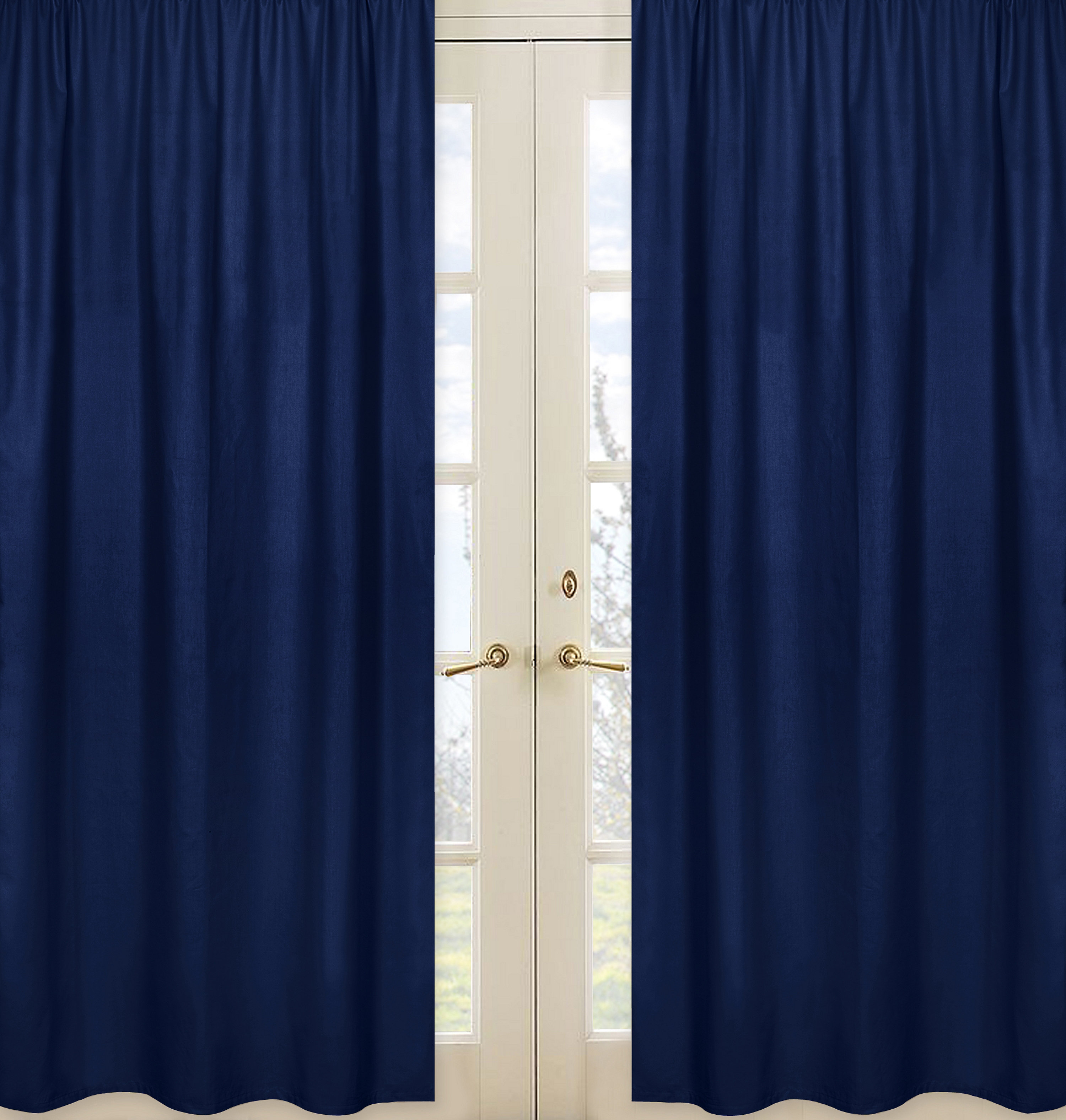 navy patterned curtains