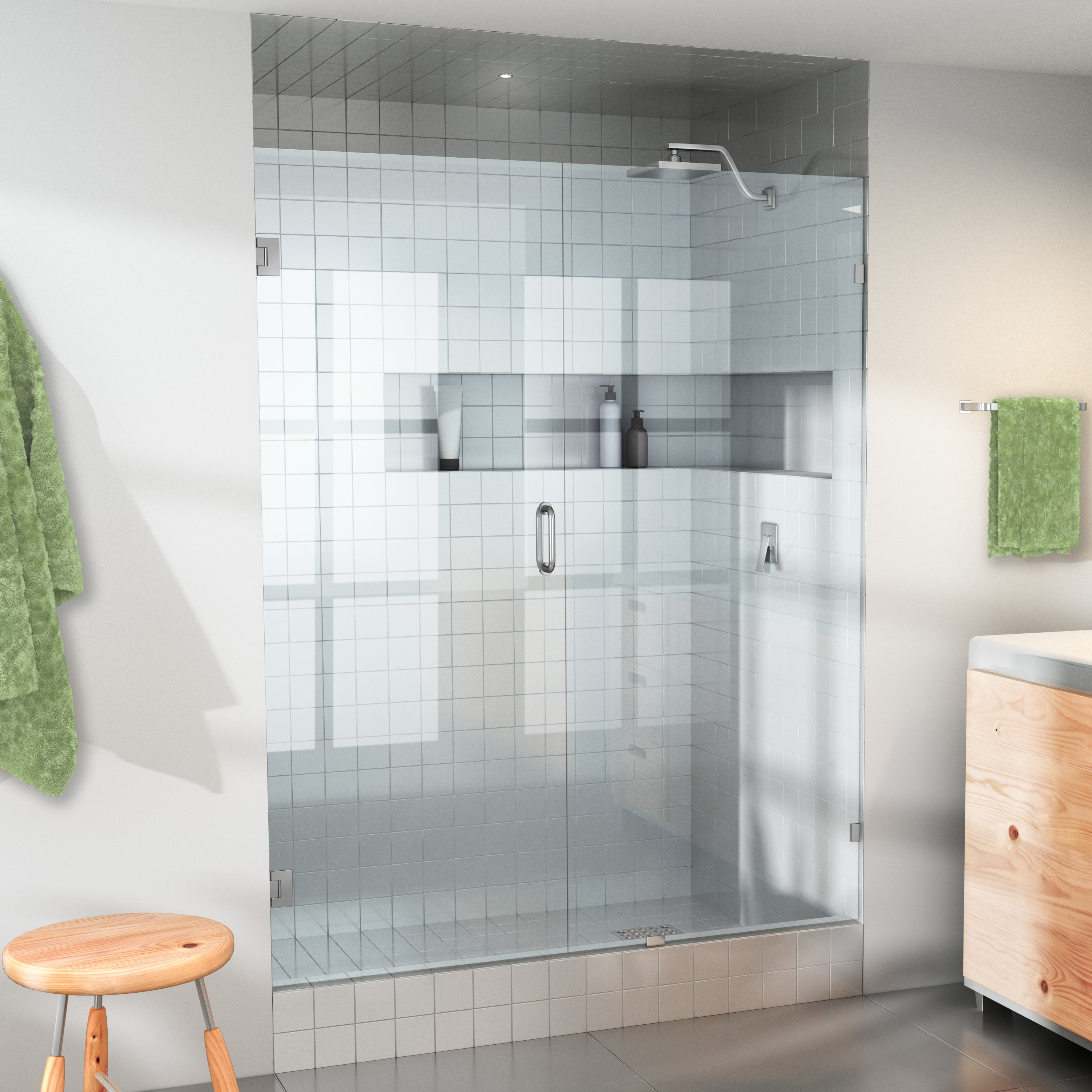 Glass Warehouse 56 88 W X 78 H Hinged Frameless Shower Door