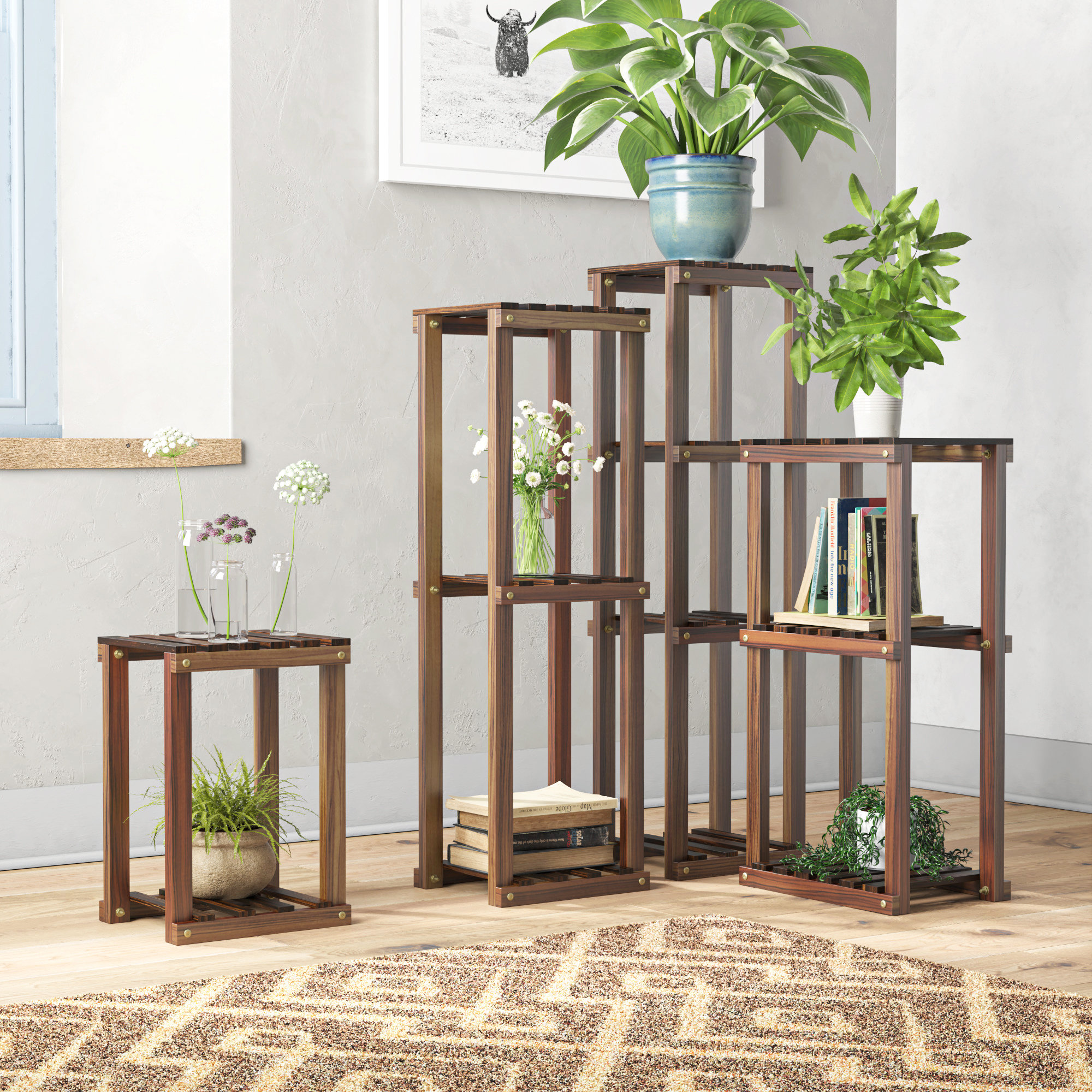 Foundstone™ Joanie Nesting Solid Wood Plant Stand & Reviews Wayfair