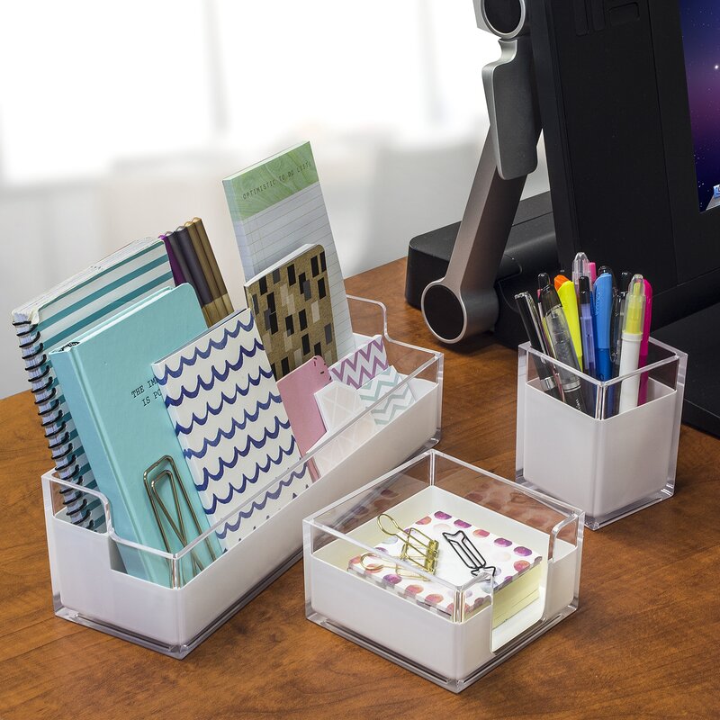 Rebrilliant 3 Piece Acrylic Desk Set Reviews Wayfair