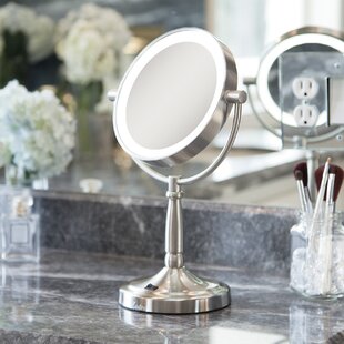 Bathroom Vanity Double Sided Freestanding Pedestal Makeup and Shaving Mirror