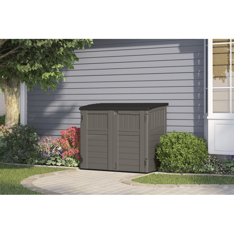 Suncast Stoney Resin Outdoor 4 Ft 4 In W X 2 Ft 8 In D Plastic Horizontal Storage Shed Reviews Wayfair