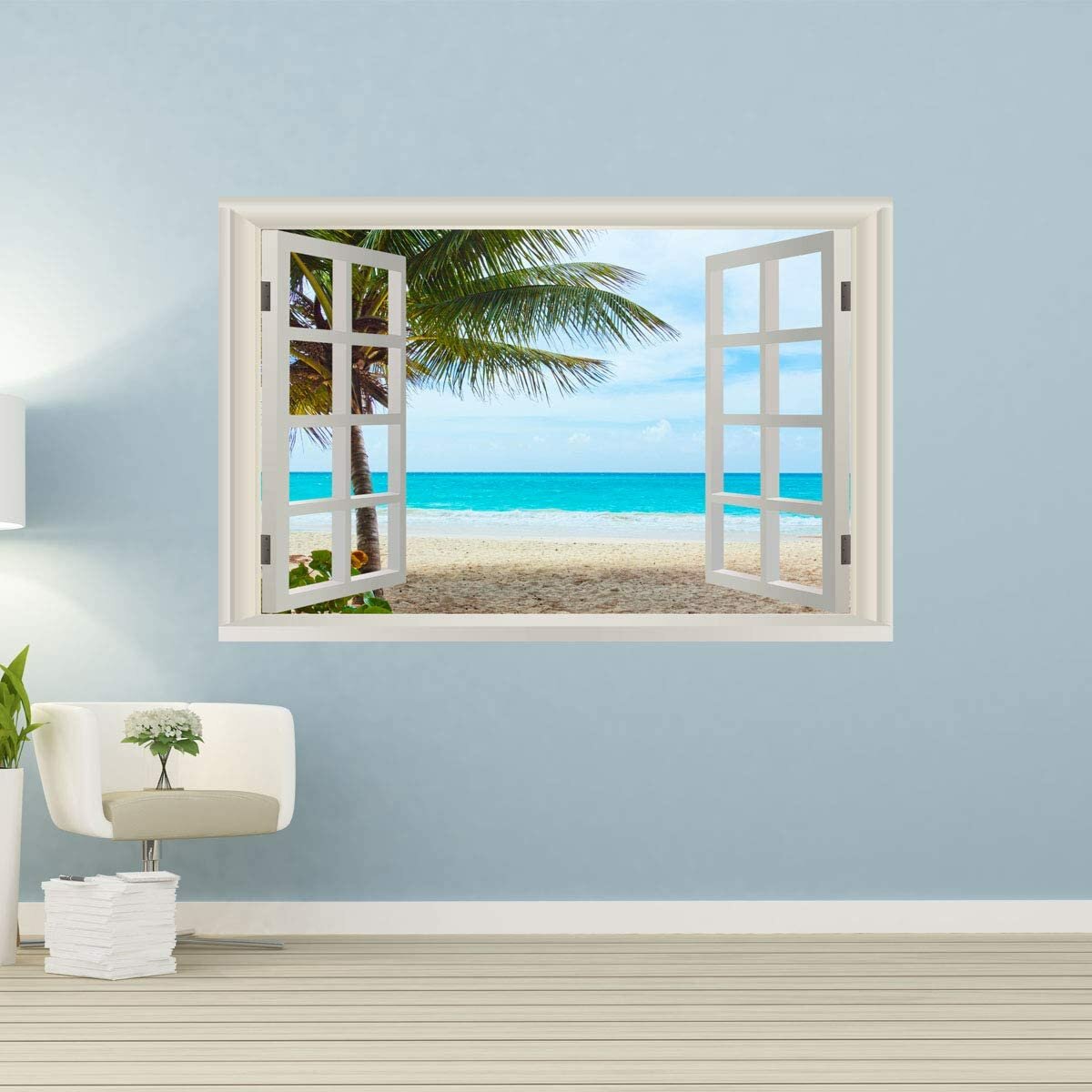 Fake Windows Wall Stickers Wall Decal Removable Sea Vinyl Home Bedroom Mural Hot 