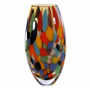 Carnival Confetti Hand Blown Art Glass Vase