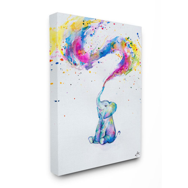 Zoomie Kids Bartling Colorful Abstract Elephant Animal Watercolor