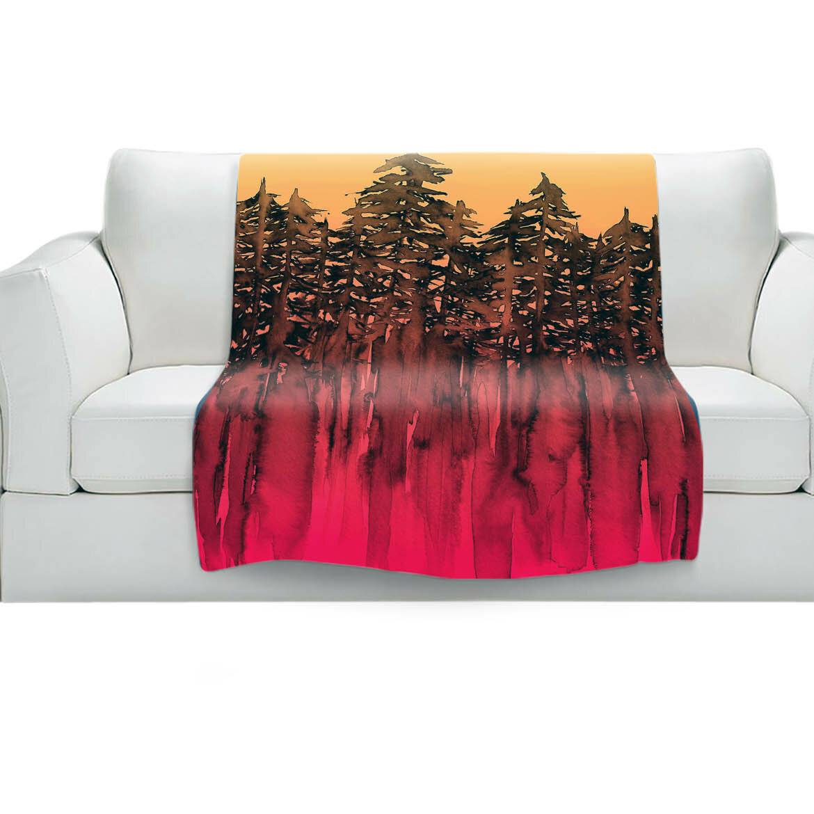 East Urban Home Forest Trees Hot Pink Tangerine Soft Sherpa Blanket Wayfair