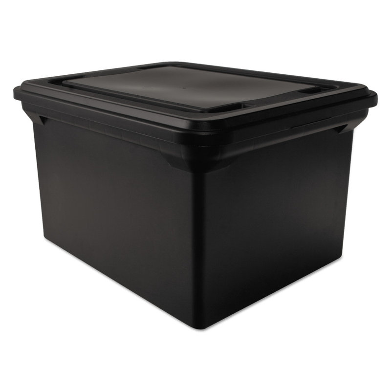 File Tote Storage Box with Lid , Legal/Letter, Plastic