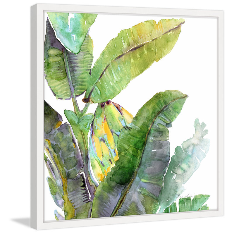 Bay Isle Home Banana Leaves One Framed Watercolor Painting Print