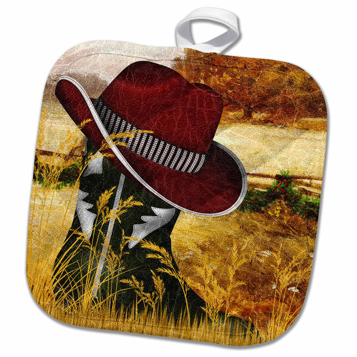 3drose Western Cowboy Boot With A Cowboy Hat For Christmas