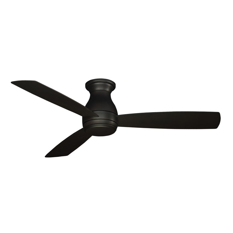 Fanimation 52 Hugh 3 Blade Outdoor Led Flush Mount Ceiling Fan With Remote Control And Light Kit Included Reviews Wayfair
