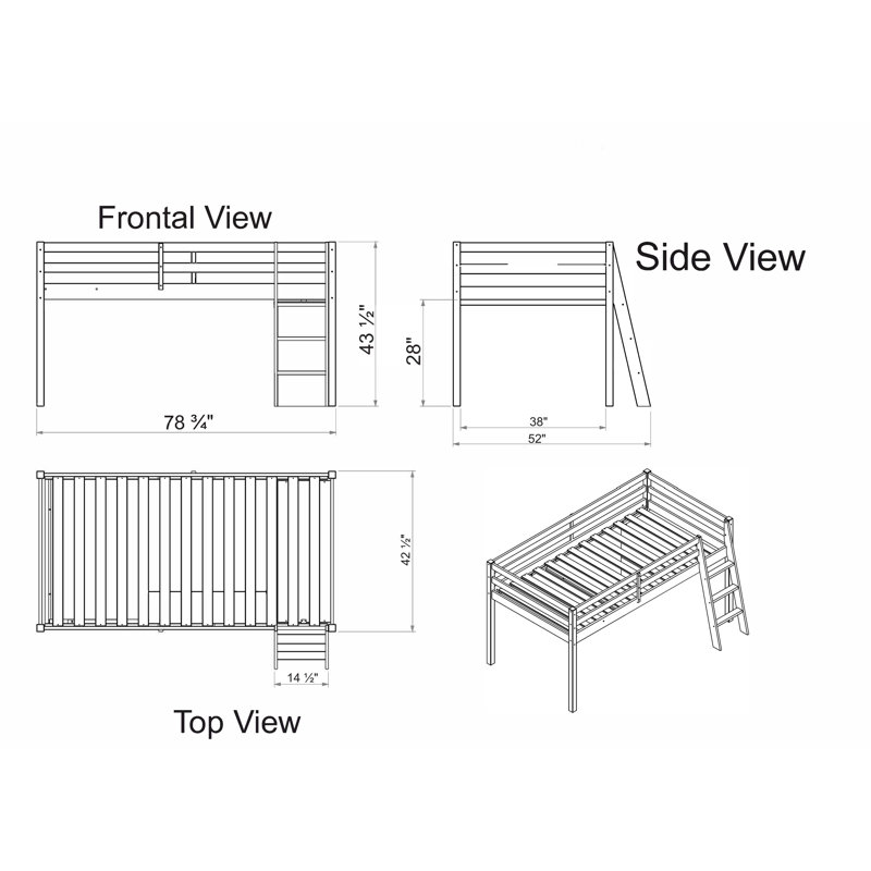 gladwin traditional twin low loft bed with tent