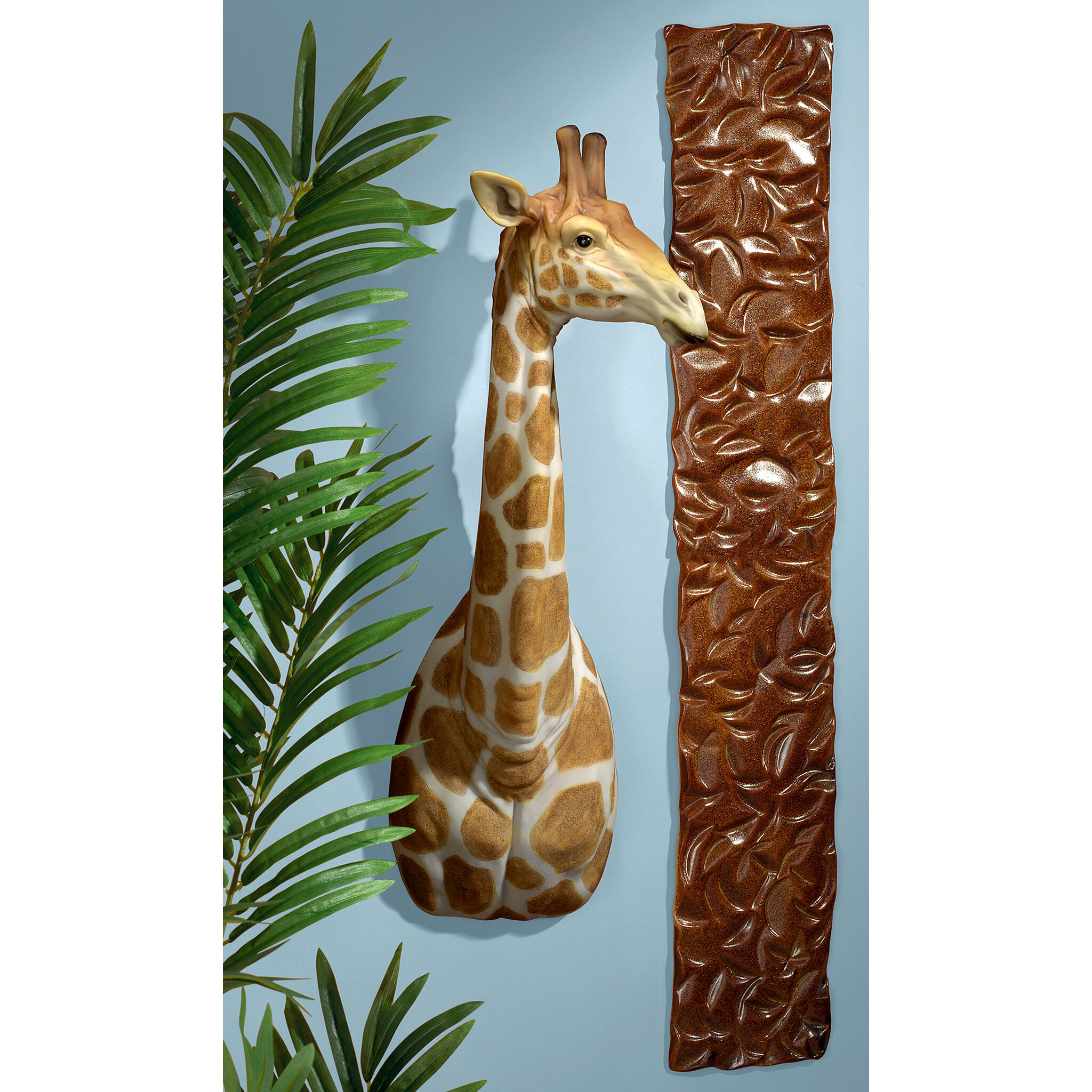 Elongated Zebra & Giraffe Masks Wall Sculptures African Savannah Collection 