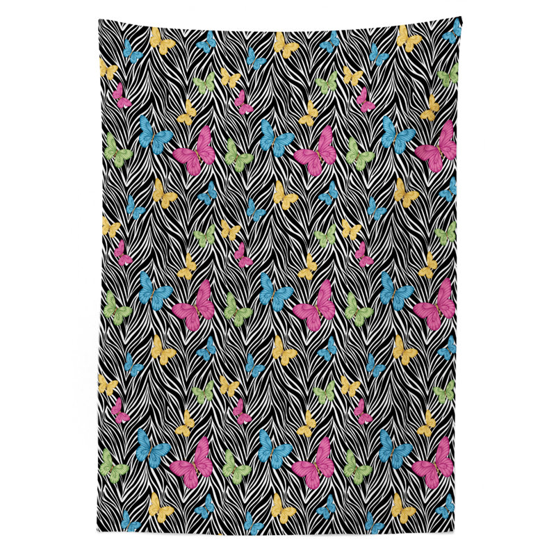 East Urban Home Ambesonne Zebra Print Tablecloth Colorful