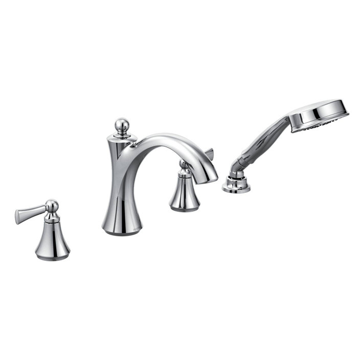 T654 Moen Wynford Double Handle Diverter Roman Tub Faucet With