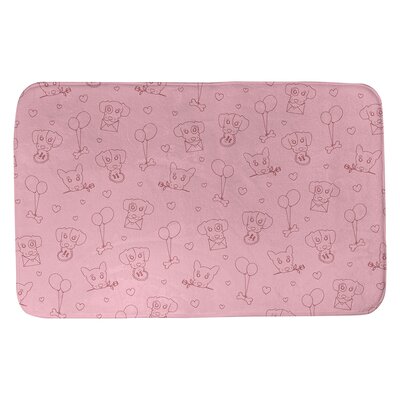 Festive Hol Valentine's Day Dogs Pattern Rectangle Bath Rug East Urban Home Color: Pink/Silver, Size: 24