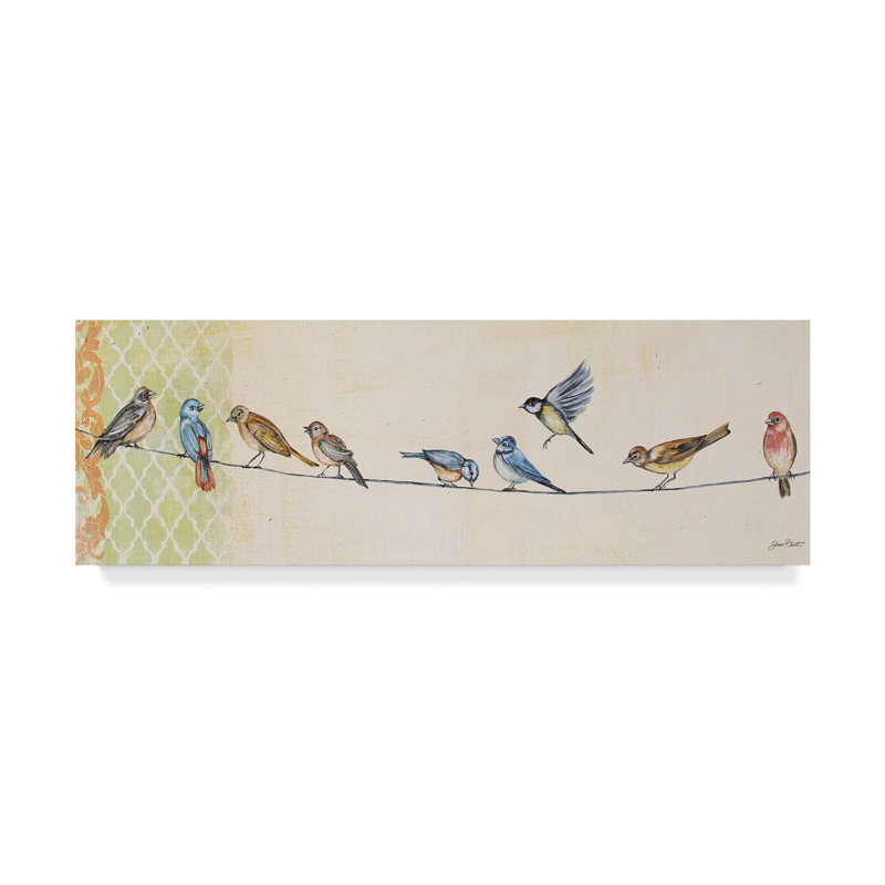 Charlton Home Birds On Wire Acrylic Painting Print On Wrapped