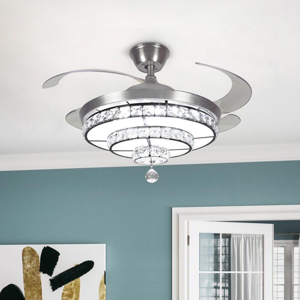 flush mount crystal ceiling fan