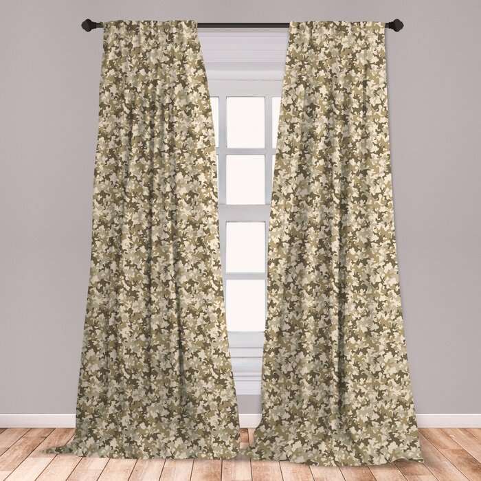 Ambesonne Camouflage Curtains Faded Color Uniform Pattern Classic Camouflage Grunge Vintage Fashion Window Treatments 2 Panel Set For Living Room