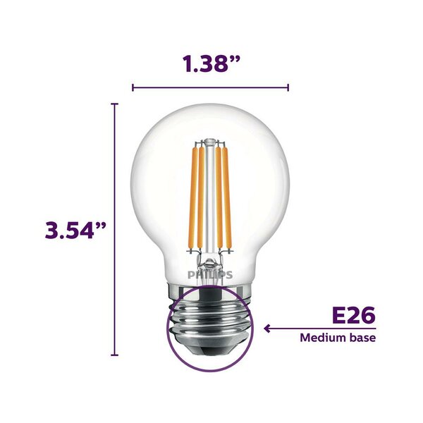 Philips 60 Watt Equivalent, G16.5 LED, Dimmable Light Bulb, Warm White ...